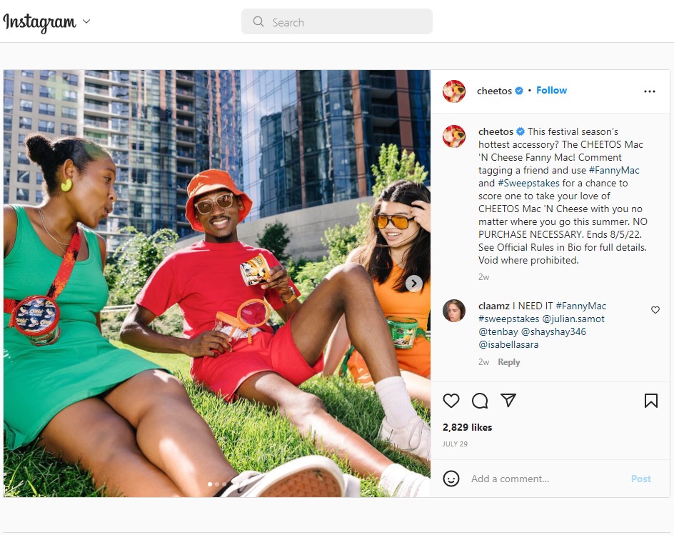 Collect First-Party Data - Cheetos Instagram